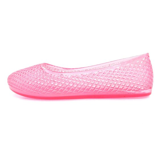 Lurneyt Women's PINK Glitter Jelly Flexible Ballet Flats Breathable Mesh Design - Picture 2 of 4